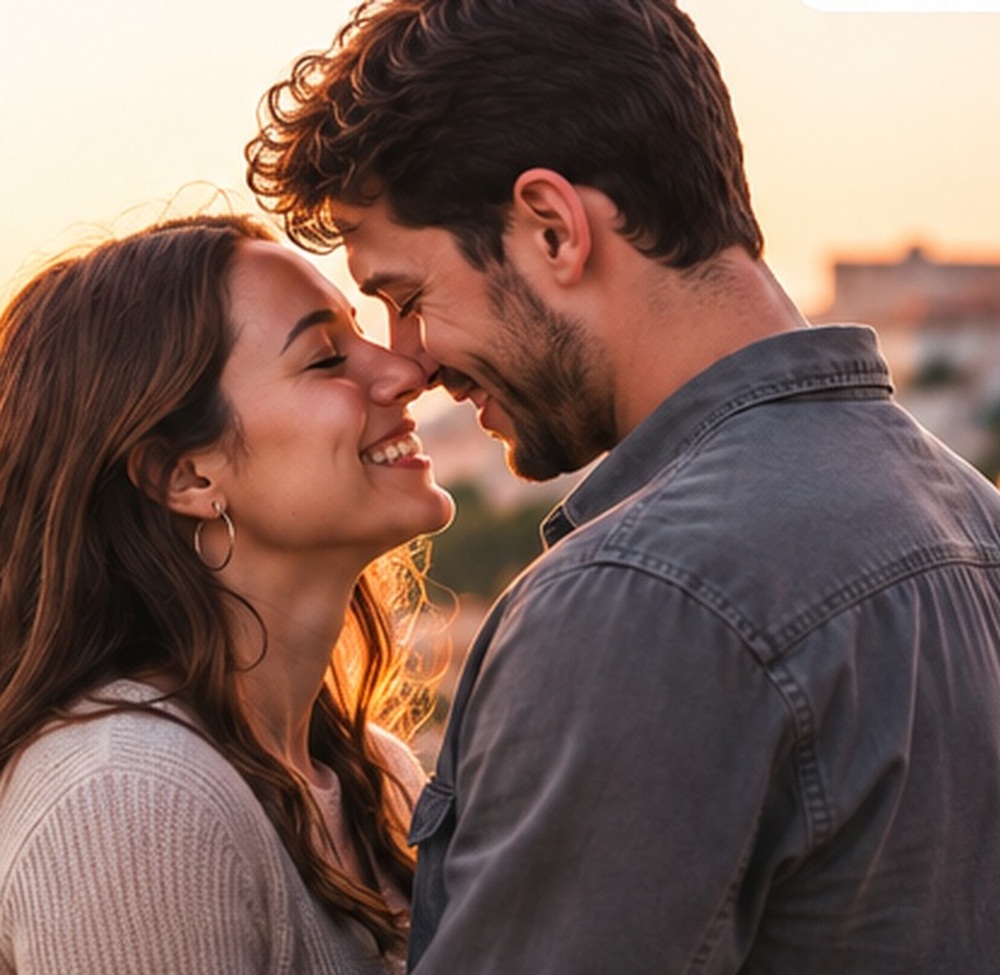 Two people connecting